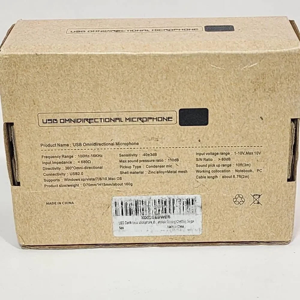 XIIVIO 360 Omnidirectional Condenser USB Microphone for PC 3M - NEW OPEN BOX